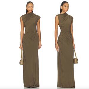 NEW Eaves Auda Gown in Olive Army Green Maxi Dress Small S